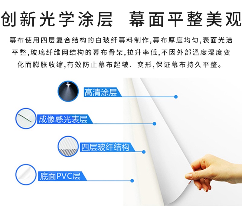 地拉投影幕由四層材質構成