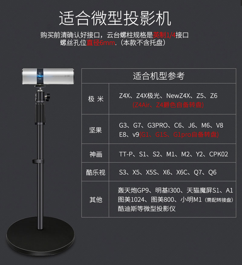 微型投影支架適合機型詳情